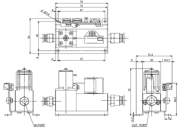 Compact Mass Flow Controller SMFC-0012 outside dimension