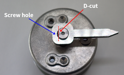 D-cut and screw hole